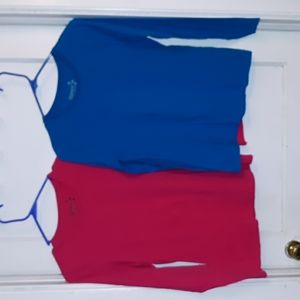 Set of two Hanes long sleeve tshirts pink blue size M relaxed transitional tees